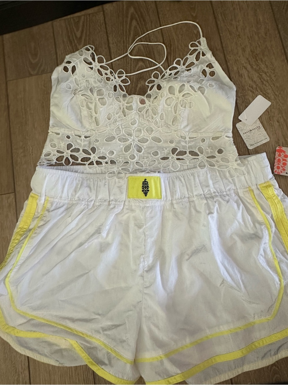 Free People shorts and bra size large NWT